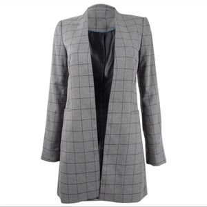 Calvin Klein Grey Plaid Collarless Blazer/Topper. Size 12